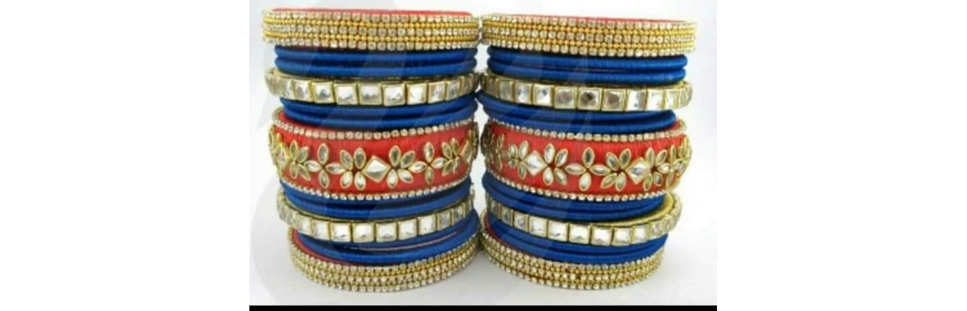 Bangle Set - Navy Blue and Red